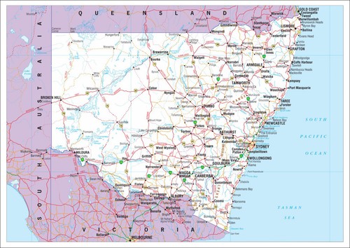 NEW SOUTH WALES STATE ROADS AUSTRALIA MAP OF NSW WALL CHART PRINT PREMIUM POSTER - Picture 2 of 6