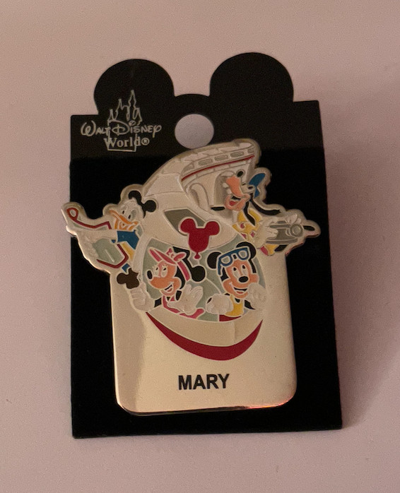 NEW Disney Pin on Card. Mary Name Pin. Mickey and Gang on The Monorail.