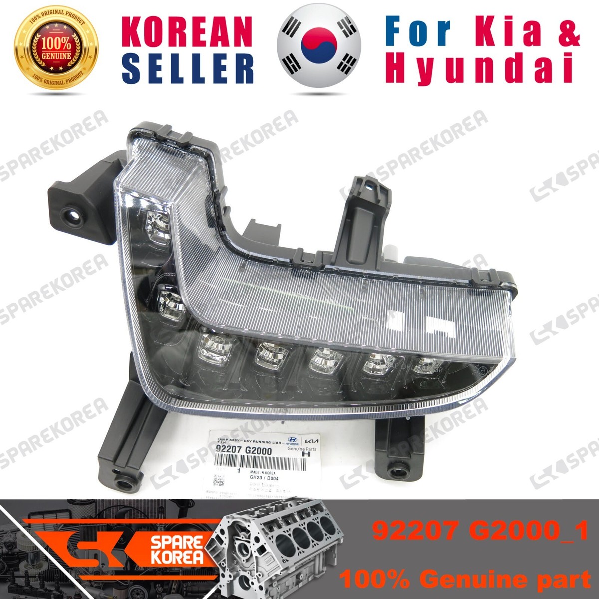 Genuine/OEM 92207G2000 LAMP-DAY RUNNING LIGHT,LH for Hyundai Ioniq