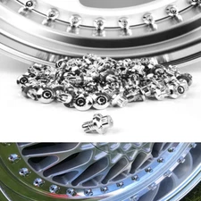 100 Pcs Chrome Plastic Wheel Rivets Nuts Rim Lip Replacement Bolts Studs