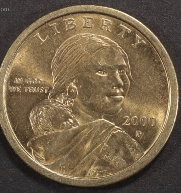 2000 P Sacagawea Dollar Ungraded “Wounded Eagle” Error