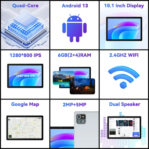 Anmecs Tablet 10 inch Android 13 Tablet 6+64GB 1280x800 IPS Touchscreen 5000mAh - Foto 9 di 14