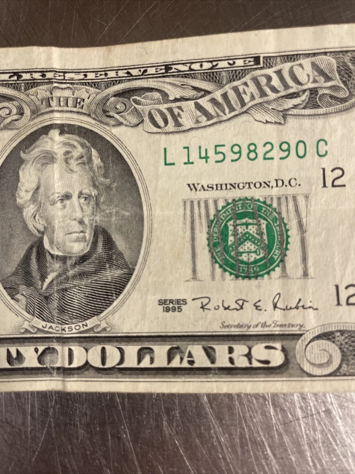 1995 $20 Twenty Dollar Bill Rare Federal Reserve Note Vintage Miscut - Image 4 of 4