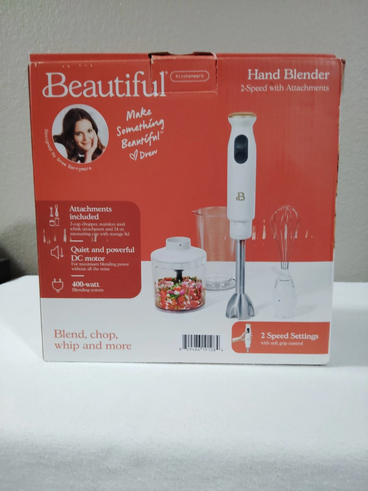 Beautiful 2-Speed Immersion Blender with Chopper & Measuring Cup, White Icing
Opens in a new window