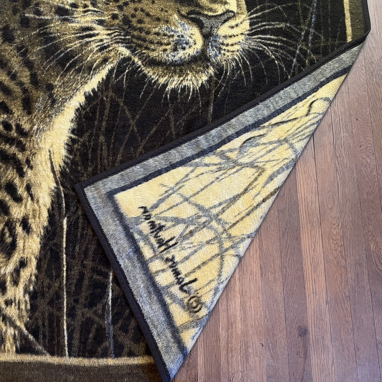 Biederlack Aurora Blanket James Hautman Leopard Print 74" x 54" Vintage