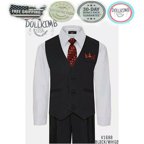 Boys Suit Vest Pants Set White Shirt 