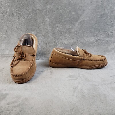 lamo slippers p102m suede/ faux fur brown comfort rubber sole men's size 12
