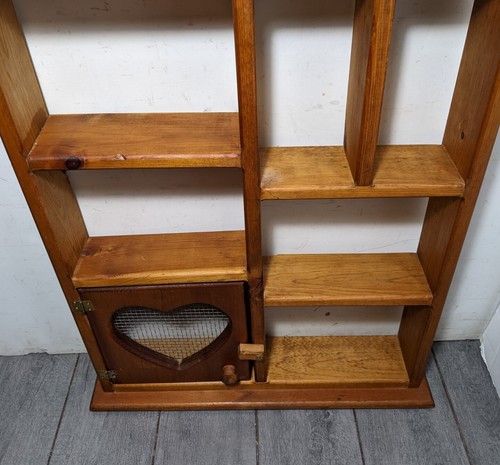 Vintage Rustic Farmhouse Country Pine Wood Wall Display Shelf Curio Shadow Box - Picture 4 of 12