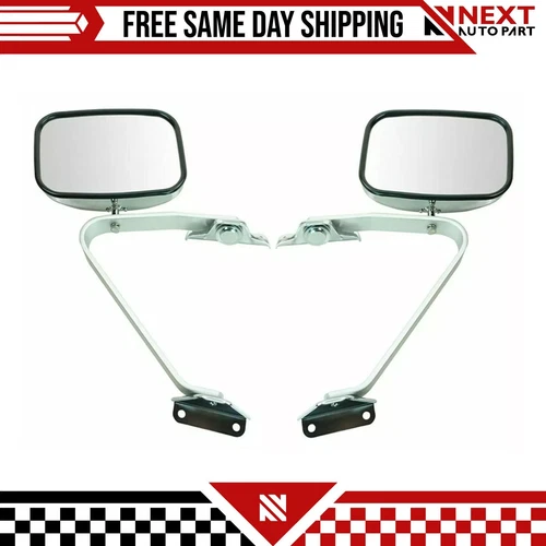 New Side View Manual Mirrors Chrome Pair For 1987-91 Ford F-Series Pickup Truck