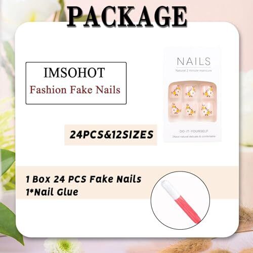 Nude Press on Toenails Short Square Fake Toe Nails Summer T02-026Cake Flower - Picture 5 of 7