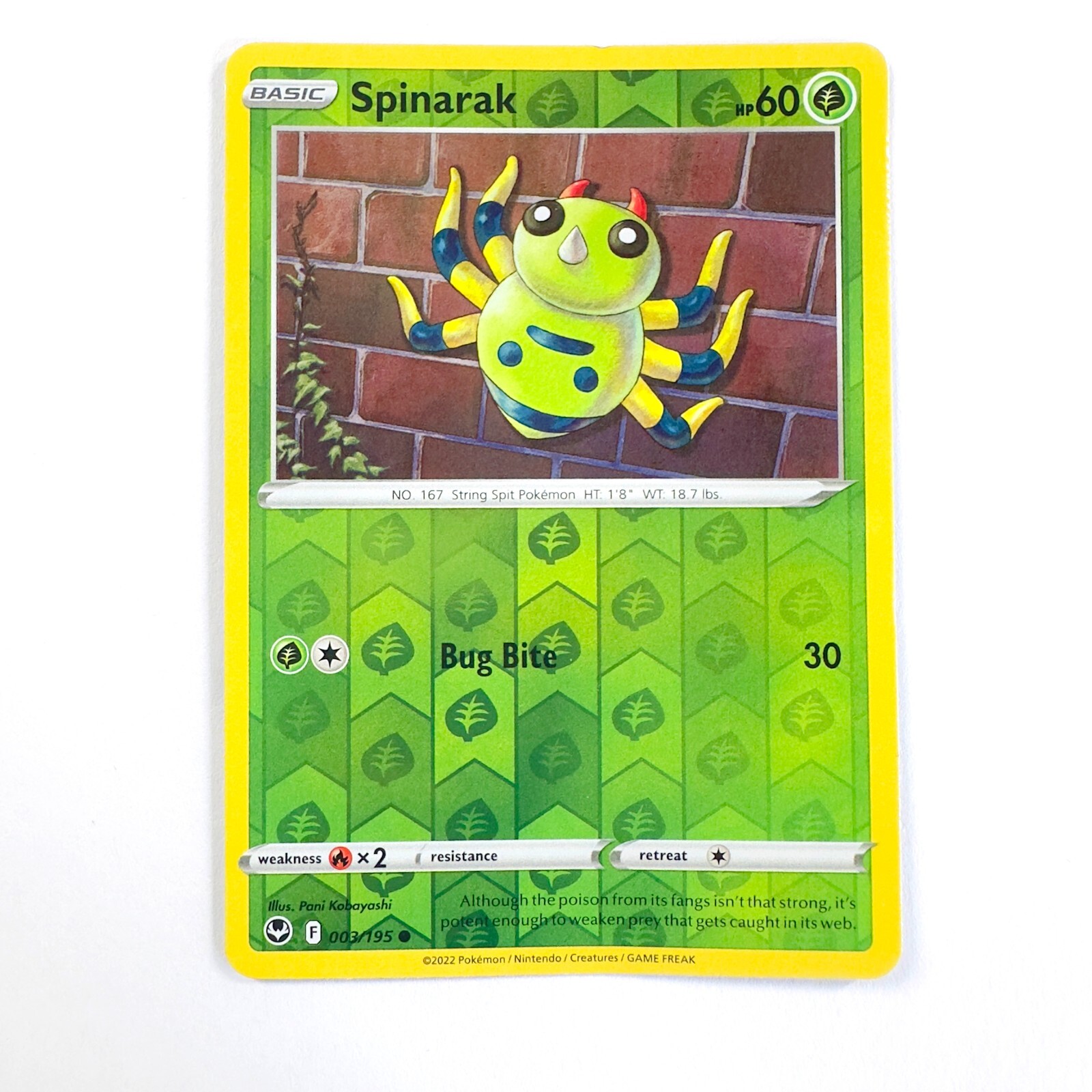 Spinarak 3/195 - Pokemon TCG - Silver Tempest - LP Reverse Holo