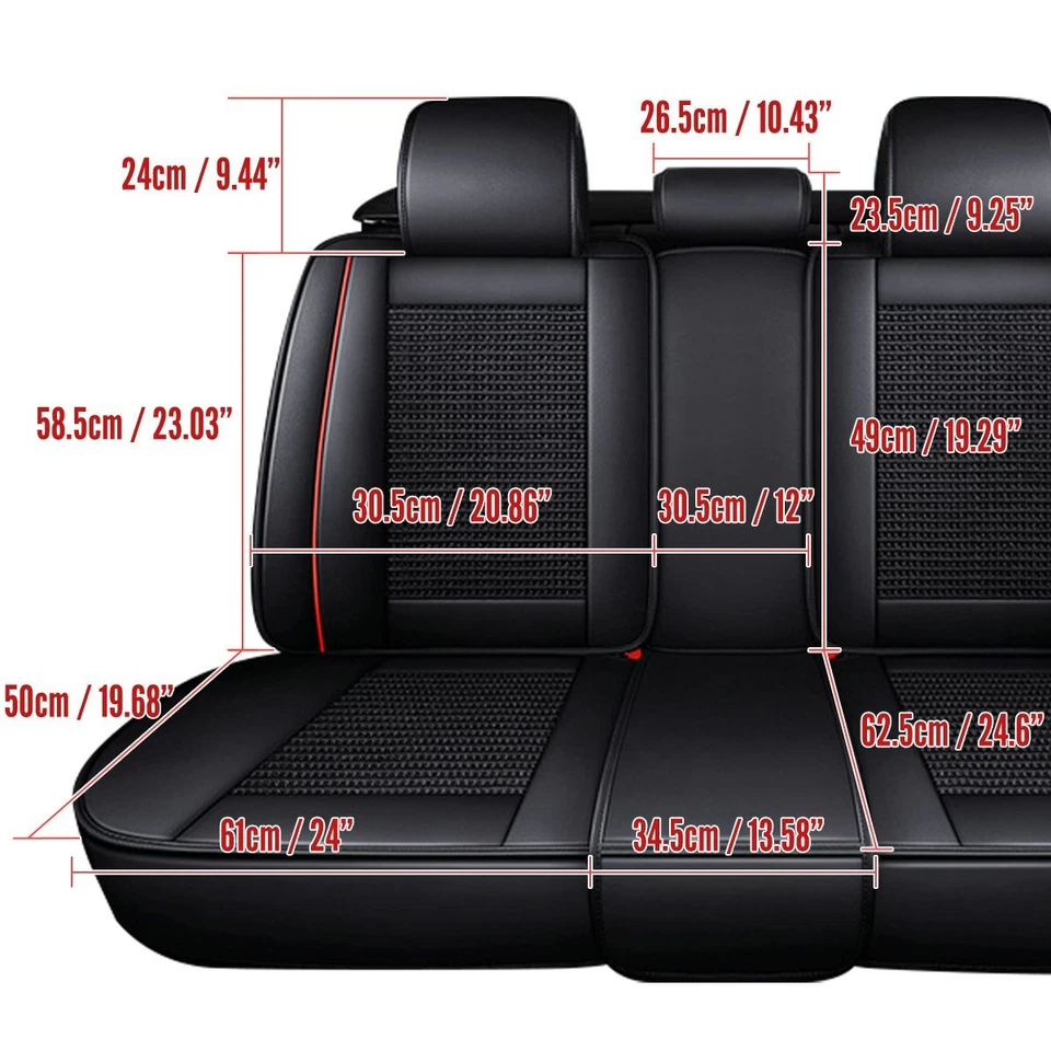 For VW Tiguan 2007-2023 Car Seat Covers Deluxe PU Leather Full Set Front & Rear - Image 4 of 4