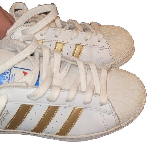 Adidas Superstar weißgold gestreifte Freizeitschuhe Schuhe Größe 5,5 USA - Bild 13 von 23