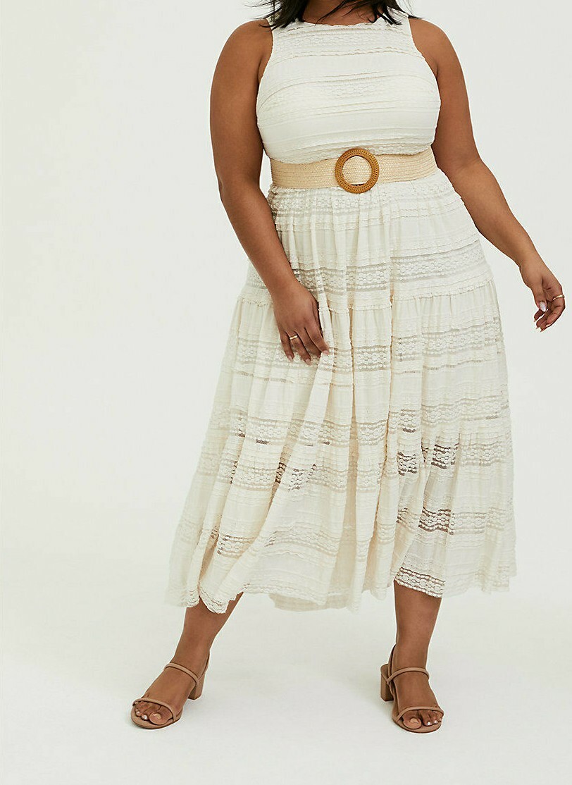 Torrid Lace Tiered Maxi Dress Ivory 12 #52464 | eBay