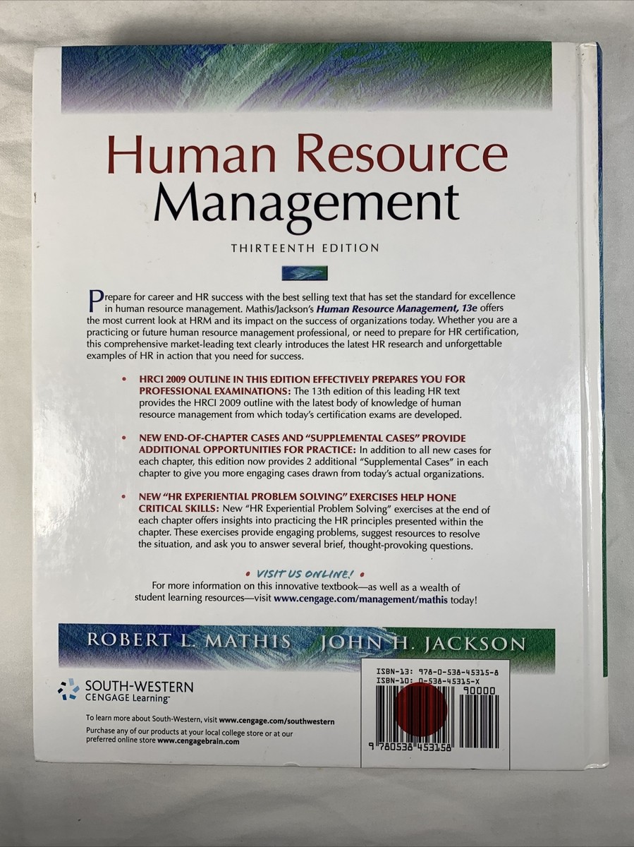 Human Resource Management 13th Edition Robert Mathis 9780538453158 