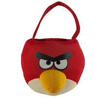 ANGRY BIRD RED PLUSH BUCKET BASKET HALLOWEEN EASTER BAG ROOM DECOR