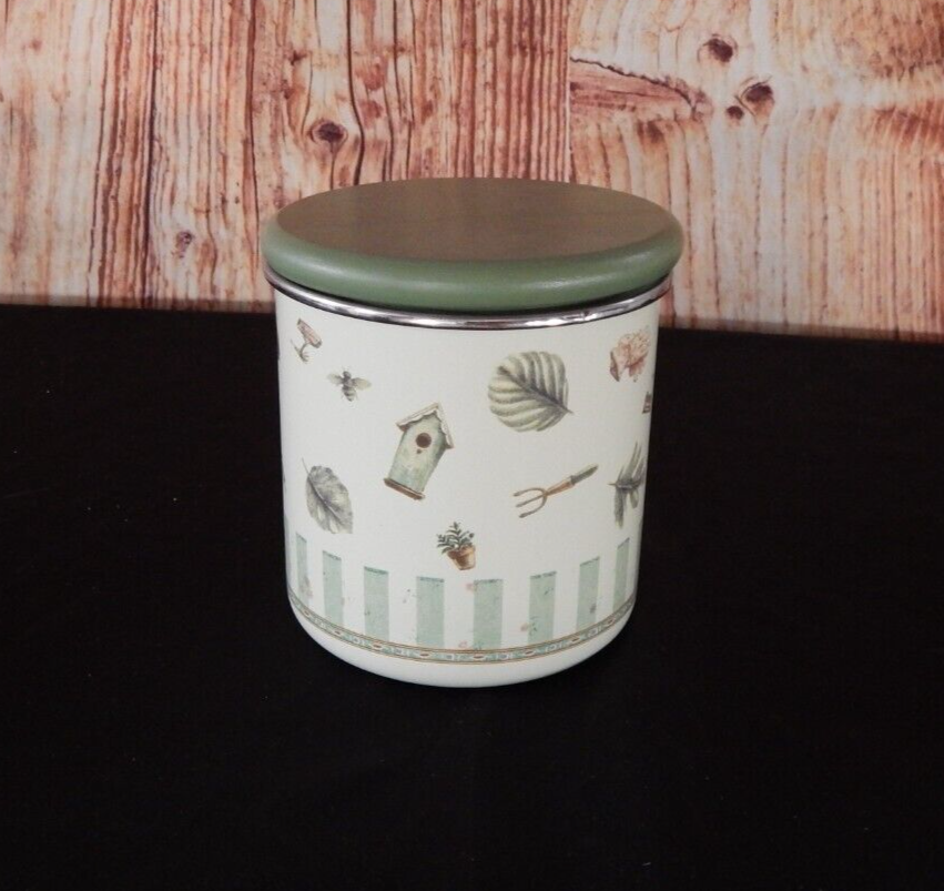 Pfaltzgraff Naturewood Small Metal Canister Wooden Lid 1/4
