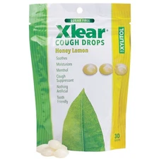 Xlear Xylitol Sugar Free Cough Drops Throat Lozenges, Honey Lemon, 30 ct 1 Pack