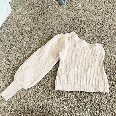 NEW Fate Sweater Womens Size Small Almond Cable Knit One Shoulder