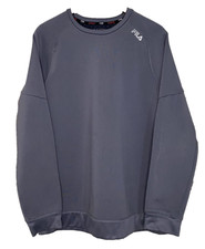 Fila Sport Charcoal Gray Long Sleeve Fleece Lined Pullover Sweatshirt SZ M Mens