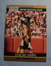 1990 Pro Set NFL Receiving Leader #13 Sterling Sharpe Green Bay Packers AUT#9275