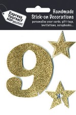 Gold Large Number 9 DIY Greeting Card Toppers Stick-On Craft Decorations