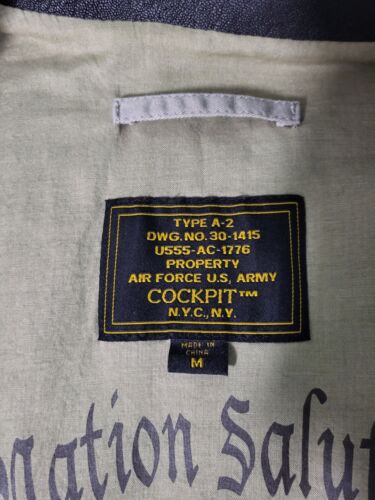 Flight Jacket Tan Type A-2 30-1415 Cockpit Army Air Force 2006 Sz Large READ - Picture 2 of 4