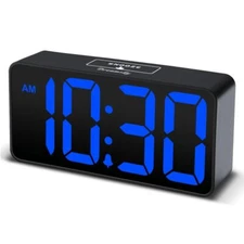 Small Digital Alarm Clock for Bedroom, Large Big Numbers Display with Brightness