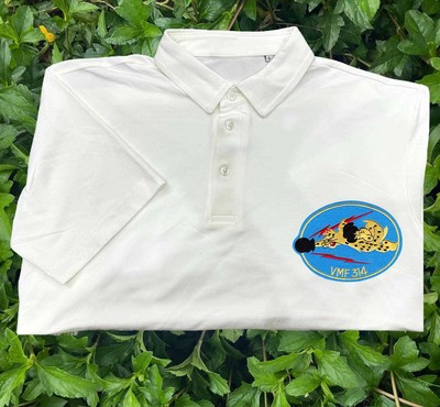 Vmf 314 fighter squadron embroidered patch polo shirt