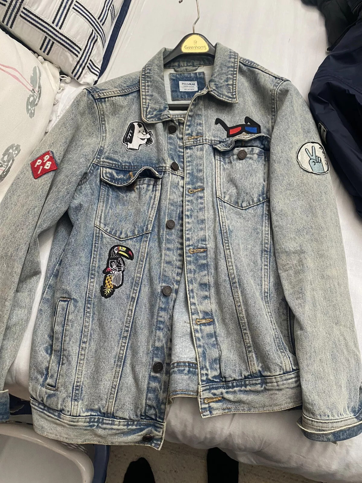 Pull And Bear Mens Patchwork Denim Jacket - image 1