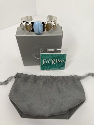 Jay King Blue Opal and Madagascar Dentrific Agate Sterling Silver Cuff NIB - Picture 1 of 10