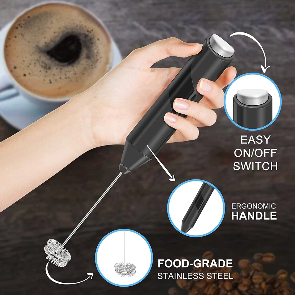 Milk Frother Handheld Double Whisk Foam Coffee Maker Electric Blender Stick