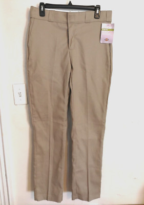 Dickies Womens Work Pants 6 Brown 776F Slim Fit Straight Leg Chino Stretch