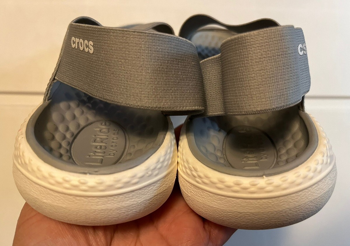 Crocs Women's LiteRide Stretch Straps Sandal 206081 Size 6 Gray