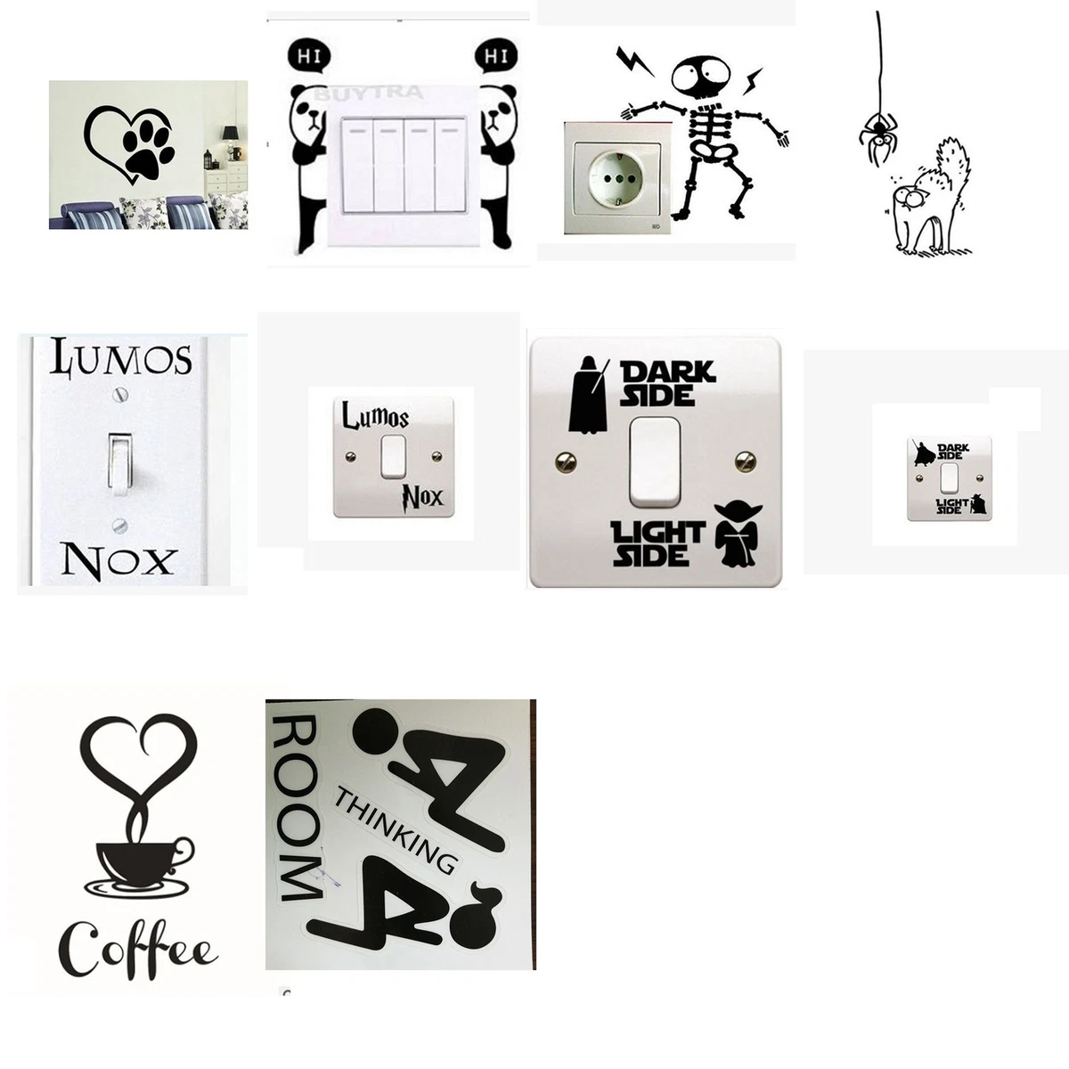Room Baby Art Mural Creative Switch Decoration Wall Stickers Cute Cat
