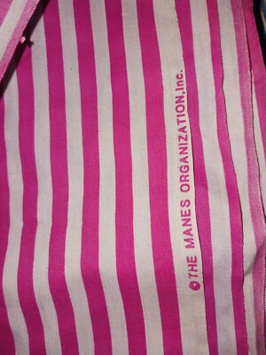 Vtg Manaco Pink And Light Gray Striped Fabric  Polyester Cotton Blend BTY