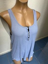 VERA BRADLEY Racer Back Ribbed TANK TOP Shirt - Cornflower Blue - Women's L NEW