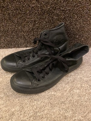 black leather converse high tops uk