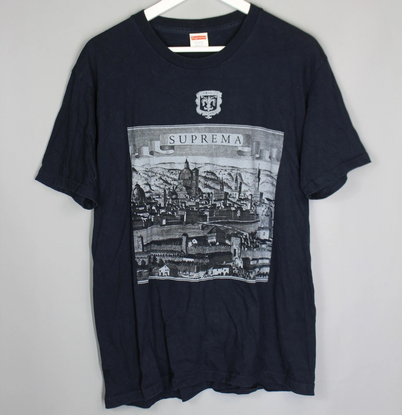 T SHIRT SUPREME FIORENZA SUPREMA BLEU FONCÉ IMPRIMÉ 100 % COTON TAILLE M