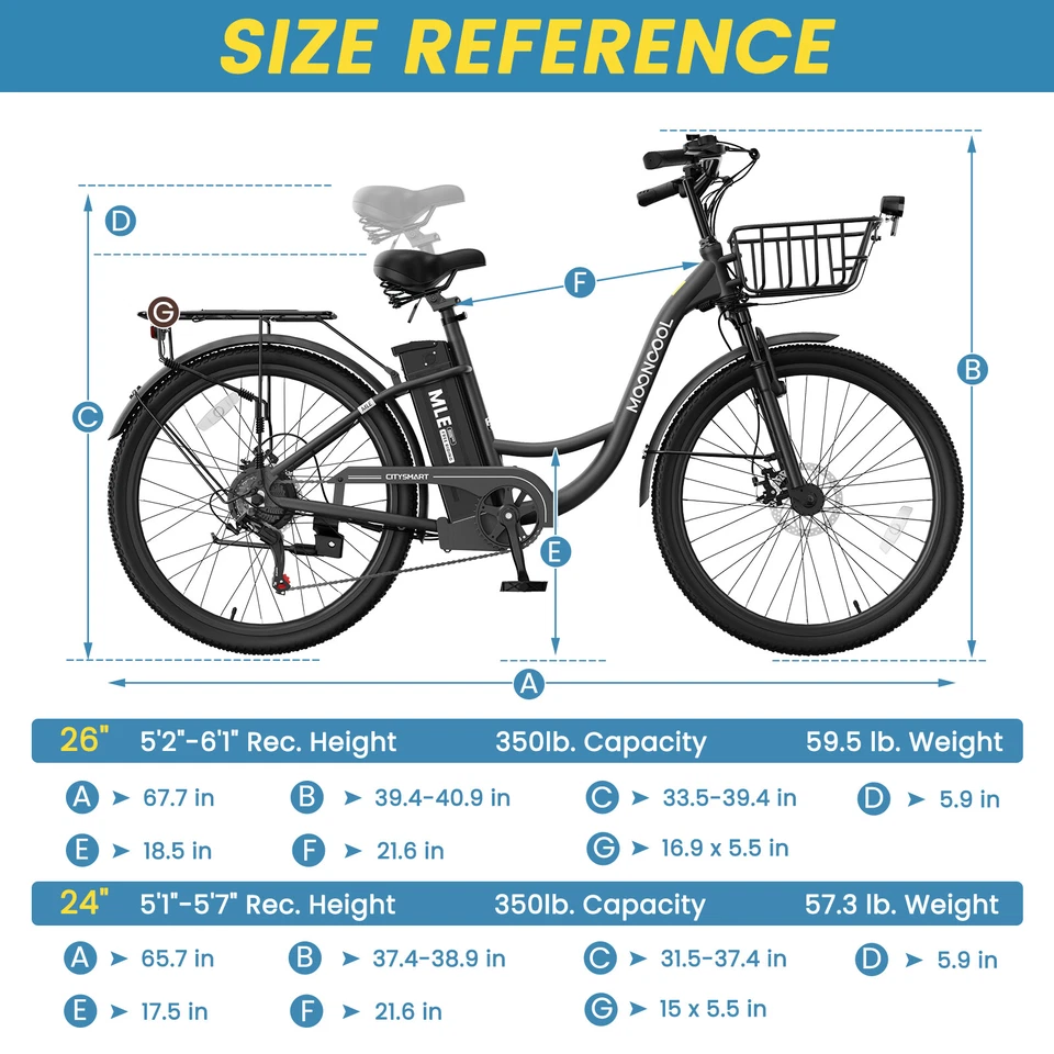Bicicleta Eléctrica NAIZEA 24" 26" 7 Velocidades Motor Trasero Pico 700W Con Batería 36V Foto 2 de 4