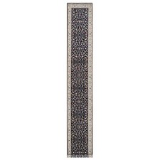 2'8"x18'1" Blue Nain Flower Design Wool and Silk Hand Knotted Runner Rug R90979