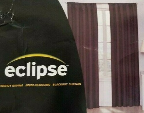 2 Eclipse Kendall Aubergine Thermaback Drapery Panels (1 Pair) 84" x 84" NIP - Picture 3 of 12