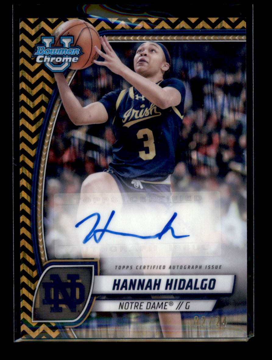 2024-25 Bowman Chrome University #26 Hannah Hidalgo Black Gold Stealth Auto 2/24