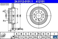 2X Bremsscheibe ATE 24.0112-0151.1 2 Bremsscheiben FüR Volvo