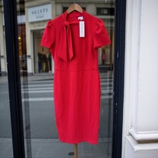 Liz Claiborne Red Tie Neck Puff Sleeve Sheath Dress Cabaret Red Size 10 NWT