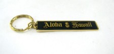 Aloha Hawaii Pineapple Black & Gold Souvenir Key Chain Ring "Sandy - Kani" NWOB