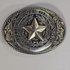 Texas State Seal Silver-Tone and Black Belt Buckle 3 3/4" x 2 3/4"