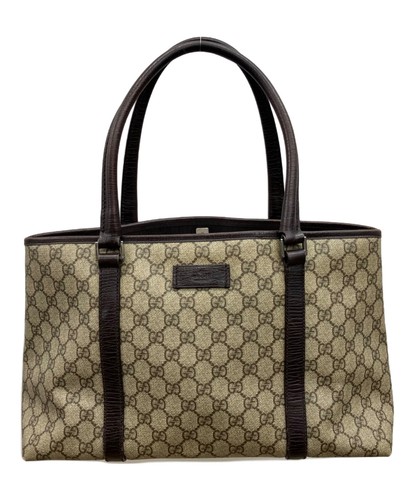 GUCCI Tote Bag GG Supreme Handbag 114595 Beige x Brown From Japan