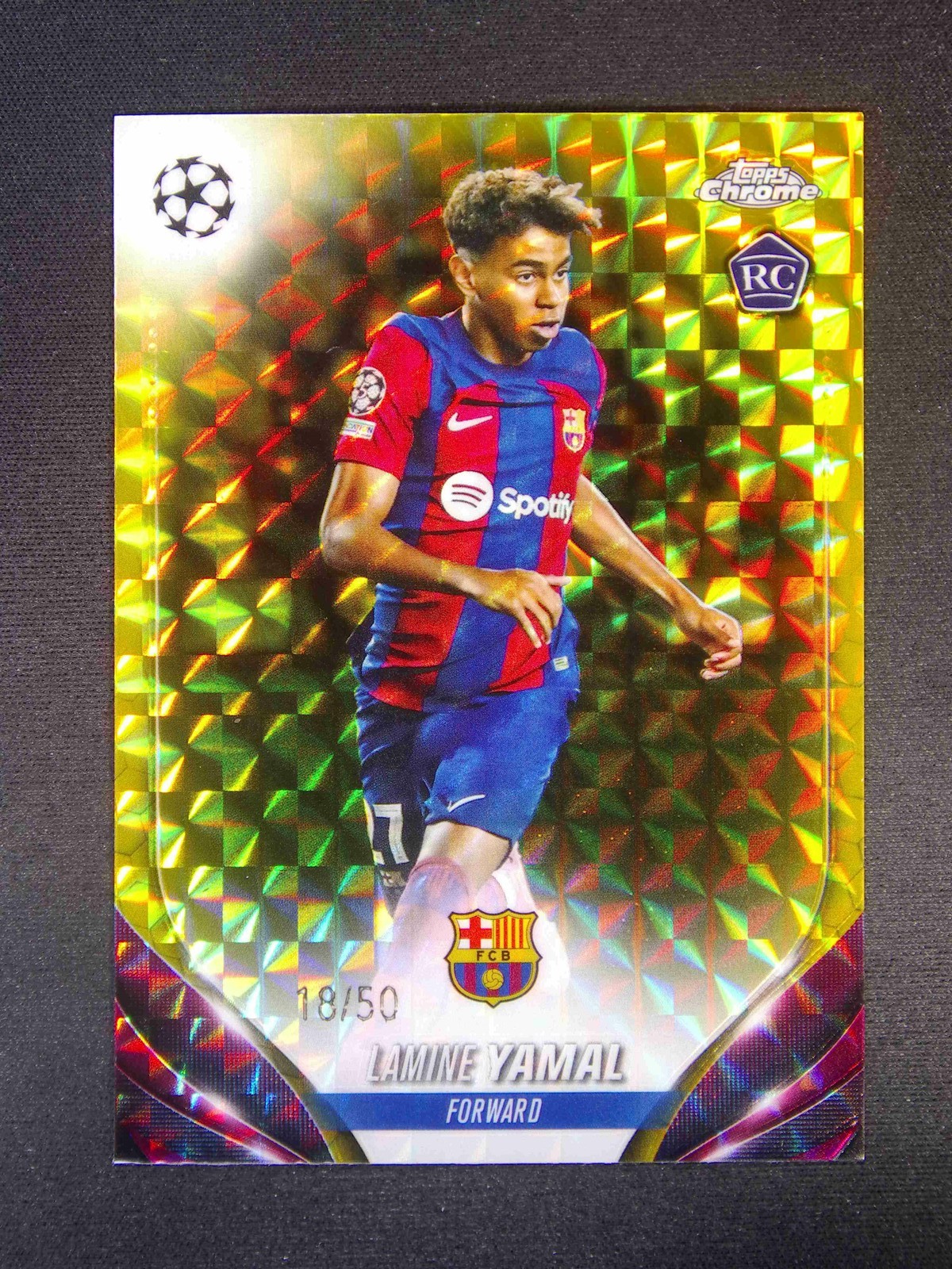 2023-24 Topps Chrome UEFA Lamine Yamal #64 RC Rookie Gold Geometric /50