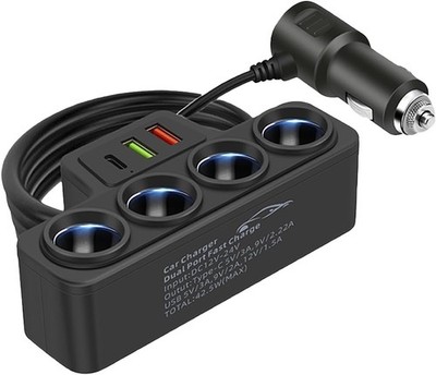 Multi Function Cigarette Lighter Splitter 4 Socket PD